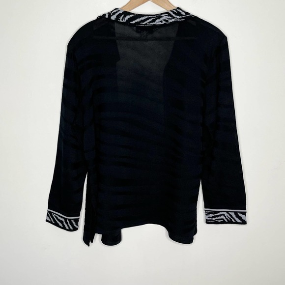Ming Wang Women's Open Front Cardigan Size XL Black Animal Print Long Sleeve - Picture 7 of 7